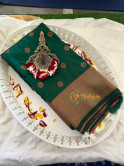 Dark Green Paithani Semi Soft Silk Saree -VS735