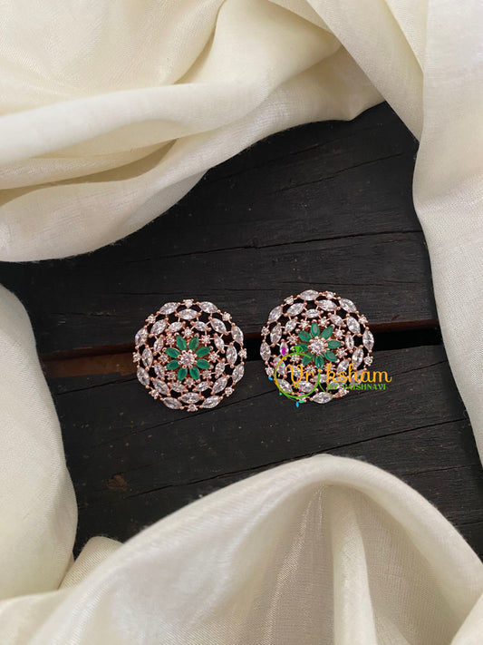 Green and White American Diamond Stud -G6615