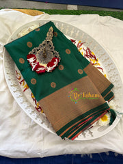 Dark Green Paithani Semi Soft Silk Saree -VS735