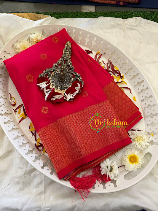 Kumkum Red Paithani Semi Soft Silk Saree -VS734