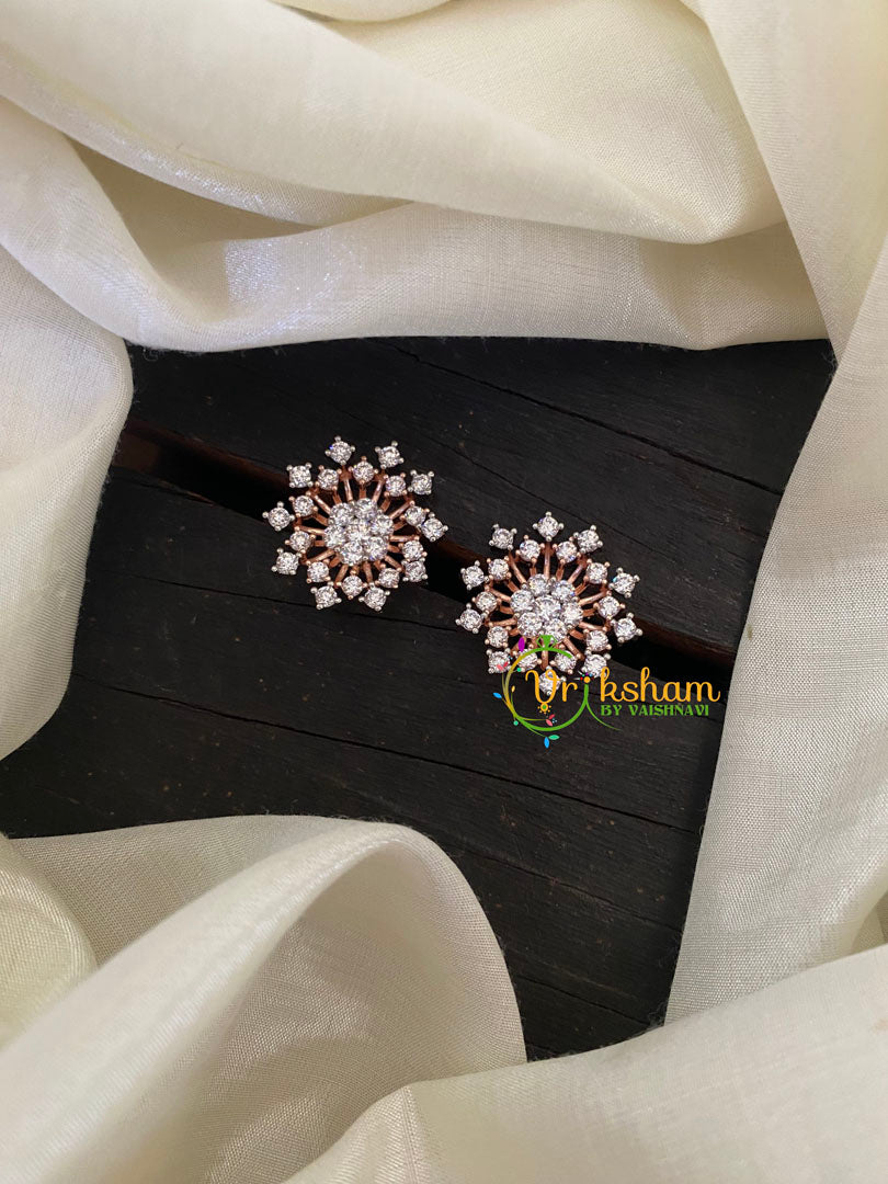 Rose Gold American Diamond Stud -Floral -G6621