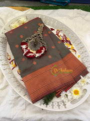 Grey Paithani Semi Soft Silk Saree -VS736