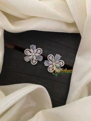 Grey Floral American Diamond Stud -G6624