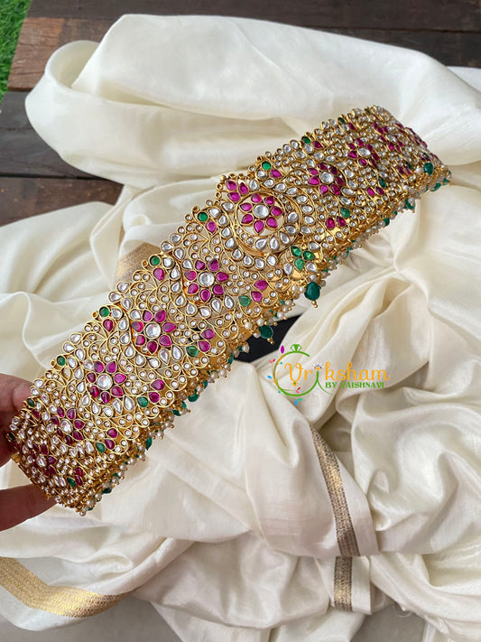 Exquisite Kundan and Kemp Hip Belt-Green Bead -G4424