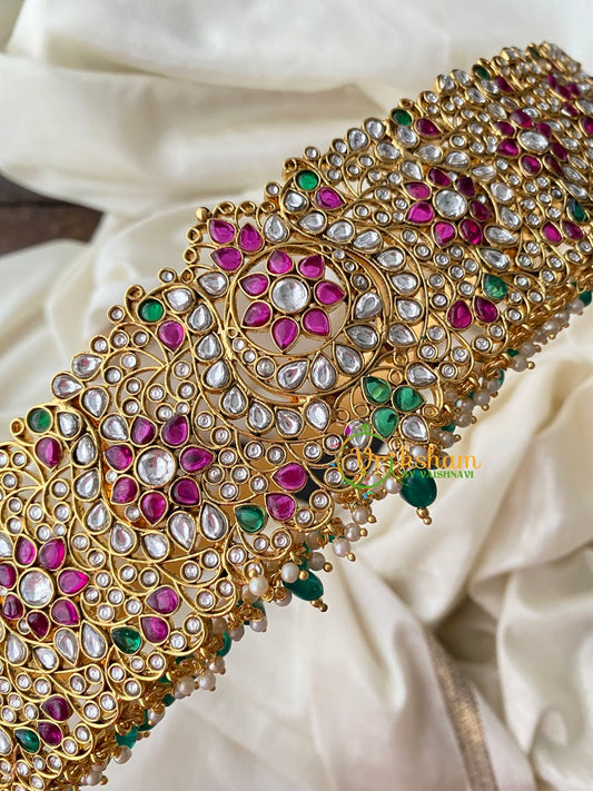 Exquisite Kundan and Kemp Hip Belt-Green Bead -G4424