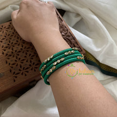 Green Silk Thread Bangles with Glossy Stone-G3623