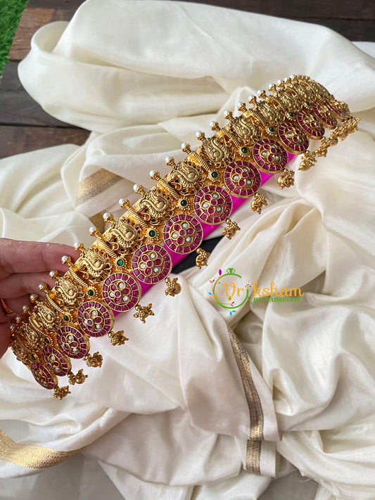 Exquisite Premium AD Stone Coin Style Peacock Hipbelt-Gold Bead -G4427