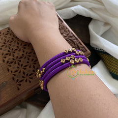 Violet Silk Thread Bangles with Glossy Stone-G3621