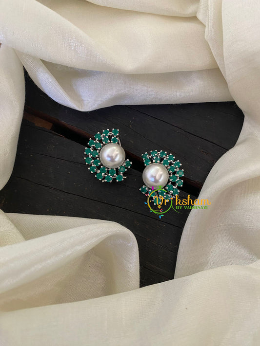 Emerald American Diamond Pearl Stud -G6641