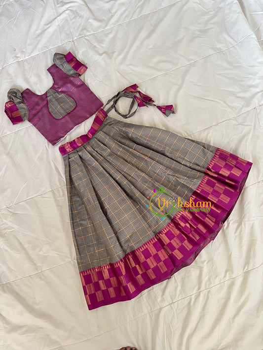 Grey Purple Pink Indian Traditional Girls Lehenga-VS1801