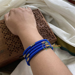 Royal Blue Silk Thread Bangles with Glossy Stone-G3618