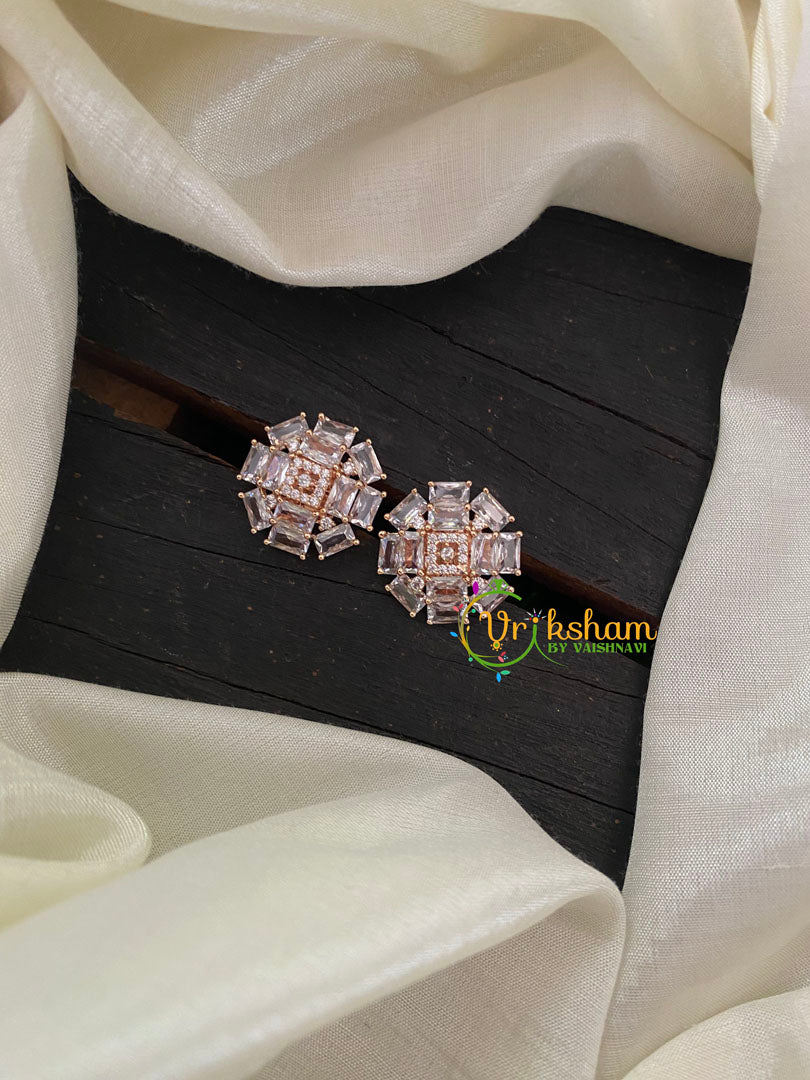 Rose Gold American Diamond Stud -Geometric -G6648