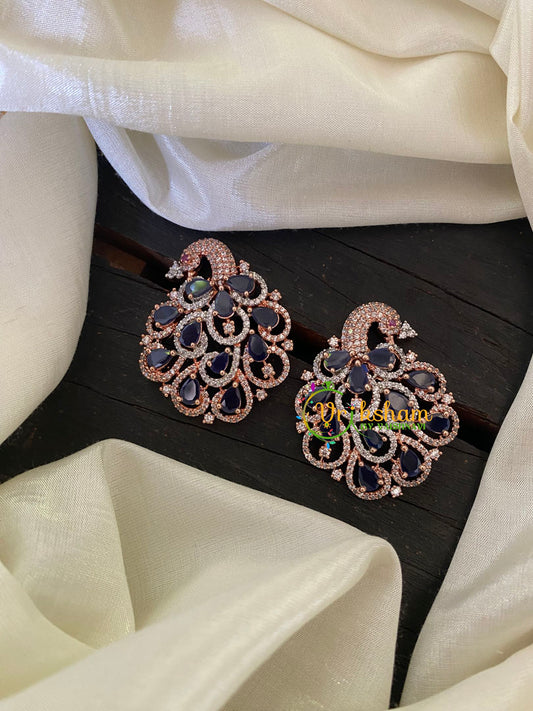 Rose Gold Peacock American Diamond Stud -G6659