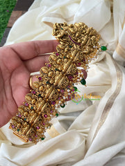Lakshmi Hipbelt– Gold Look alike Temple Hipbelt-Green Bead-G4430