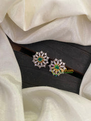 Emerald Gold Tone American Diamond Stud -G6688