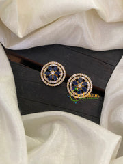 Gold Tone Blue American Diamond Stud -G6697