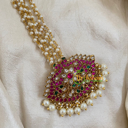 Precious Kundan Jadau Pendant Pearl Mala-J1090