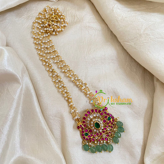 Precious Kundan Jadau Pendant Pearl Mala-J1089