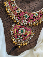 Precious Jadau Kundan Short Neckpiece-Gold Bead Pearl-J1246