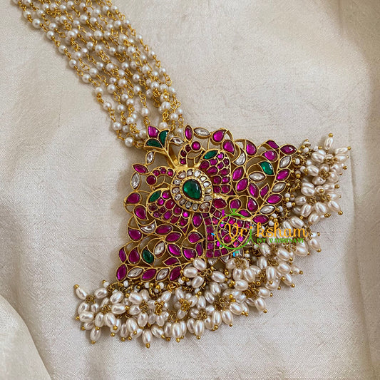 Precious Kundan Jadau Pendant Pearl Mala-J1085