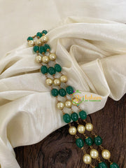 Exquisite Jadau Kundan Pendant Green Bead Mala-Rani Har-J1210