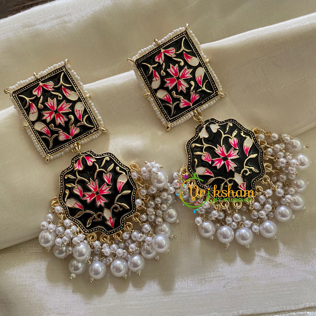 Royal Princess Meenkari Danglers-Black-G3757