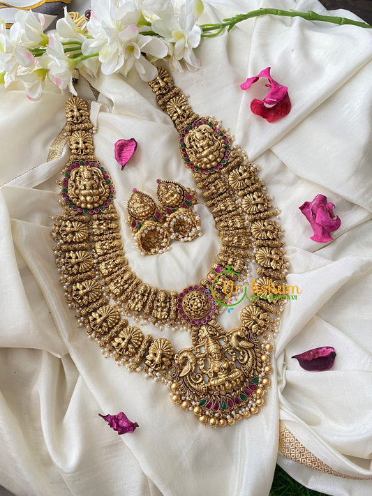 Premium Layered Lakshmi Haram with Mugappu-Gold Bead-G4515