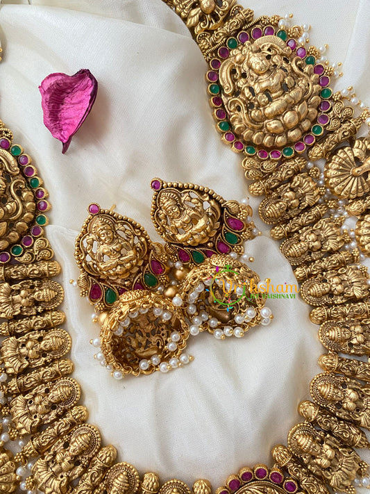 Premium Layered Lakshmi Haram with Mugappu-Gold Bead-G4515