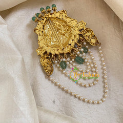 Precious Jadau Kundan Lakshmi Jada Billai with Pearls-Hair Accessory-J1699