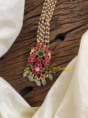 Exquisite Jadau Kundan Pendant Pearl Mala-Dual Peacock-J1233