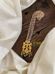 Exquisite Jadau Kundan Pendant Pearl Mala-Dual Peacock-J1233