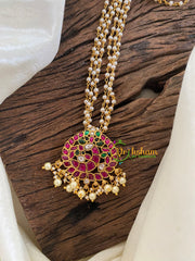 Exquisite Jadau Kundan Pendant Pearl Mala-Peacock-J1232