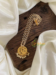 Exquisite Jadau Kundan Pendant Pearl Mala-Peacock-J1232