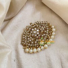 White Precious Jadau Kundan Pendant -Pearl-J1627