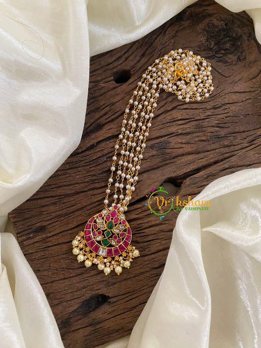 Exquisite Jadau Kundan Pendant Pearl Mala-Chandh-Pearl-J1230