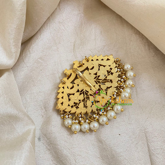 White Precious Jadau Kundan Pendant -Pearl-J1627