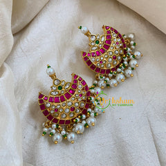 Jadau Kundan Half Moon Studs-J1642