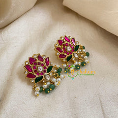 Jadau Kundan Floral Studs-Lotus-J1073