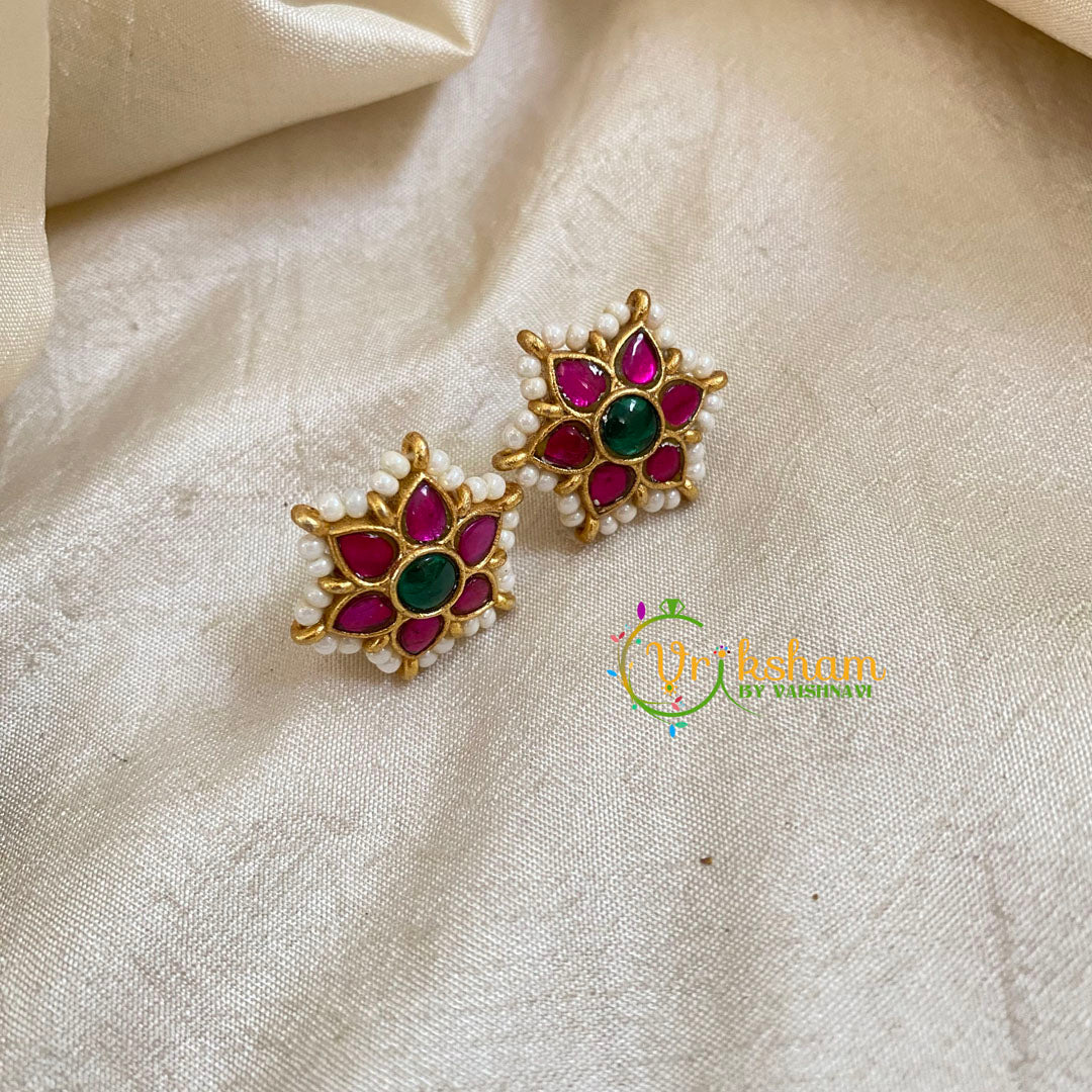 Precious Jadau Kundan Floral Studs-J1074