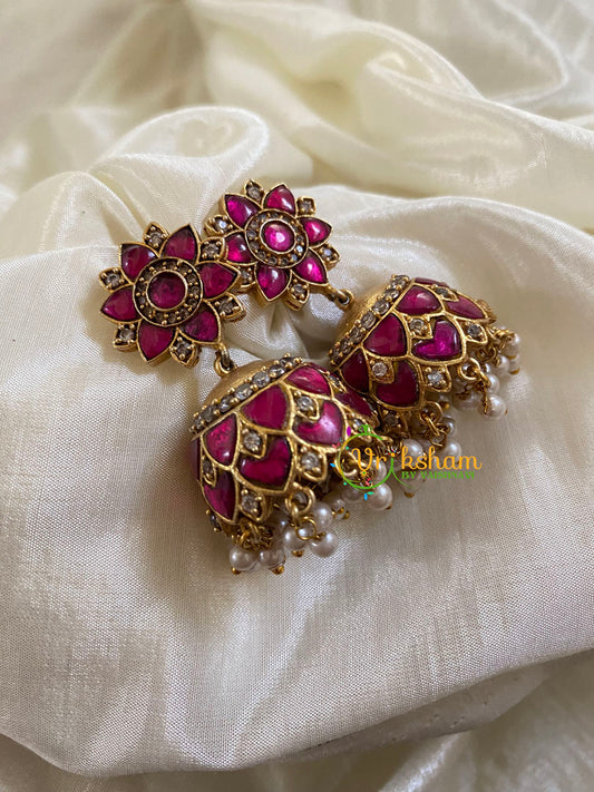 Precious Jadau Kundan Pink Jhumkas -J1252