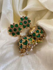 Precious Jadau Kundan Green Jhumkas -J1251