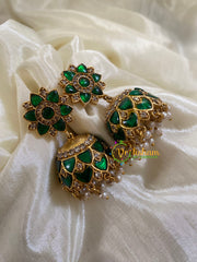 Precious Jadau Kundan Green Jhumkas -J1251