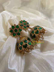 Precious Jadau Kundan Green Jhumkas -J1251