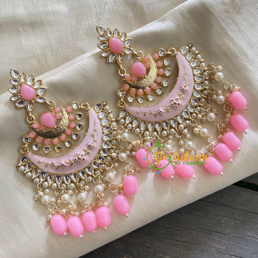 Light Pink Meenakari Chandbali Danglers-G3735