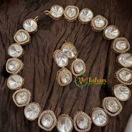 Premium Mossanite Short Neckpiece -Yellow Gold -M032