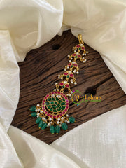 Precious Jadau Kundan Maang Tikka -Green Bead-J1226