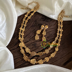 Premium Mossanite Layered Short Neckpiece-Yellow Gold-M018