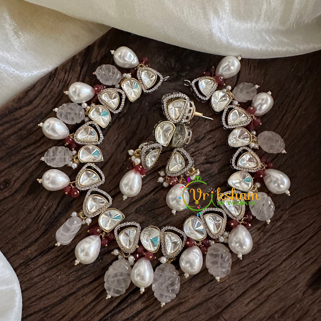 Premium Beaded Mossanite Short Neckpiece -White Bead-M016