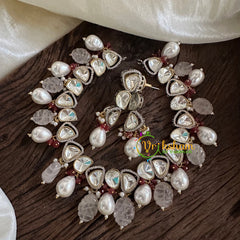 Premium Beaded Mossanite Short Neckpiece -White Bead-M016