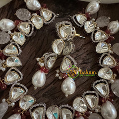 Premium Beaded Mossanite Short Neckpiece -White Bead-M016